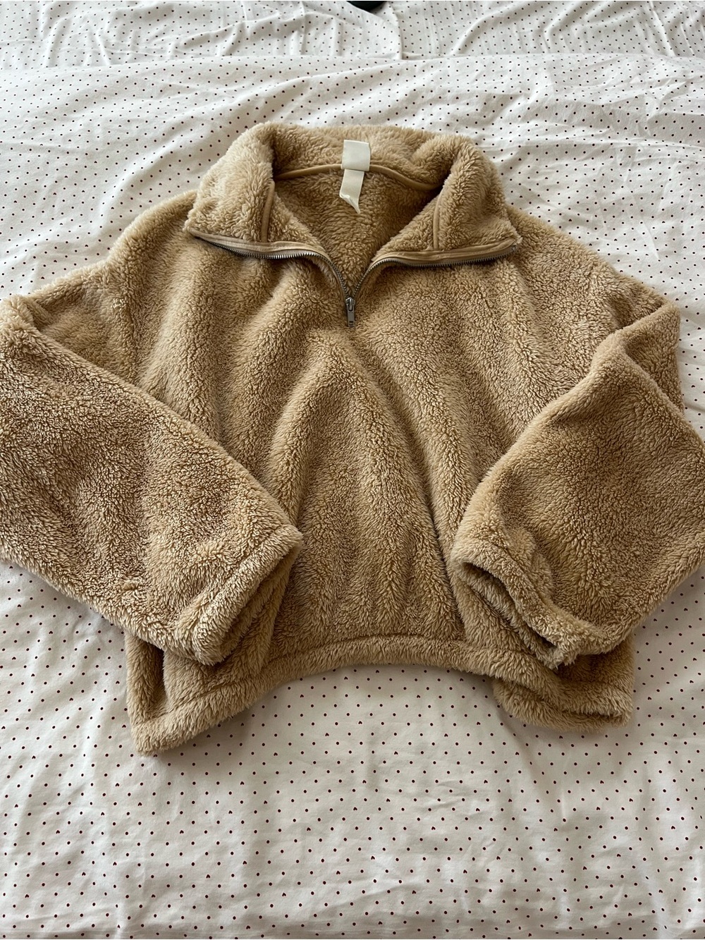 Cozy Tan Teddy Fleece Quarter Zip Pullover 🤎